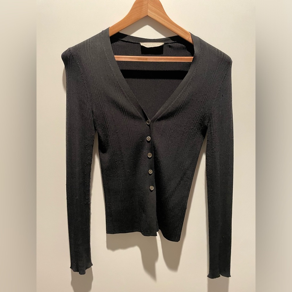 EVERLANE The Rib Knit Cardigan, black, small S